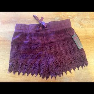 Purple lace crochet shorts size XS